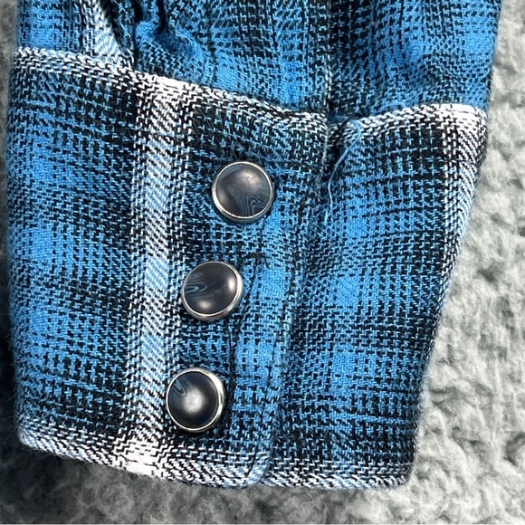 Wrangler Retro Pearl Snap Button Down Shirt Men's Small Plaid Blue Western - Picture 7 of 11